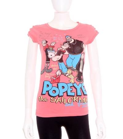 camiseta mujer bershka online en rosa estampado popeye de segunda mano 5cdeae77658aa 1