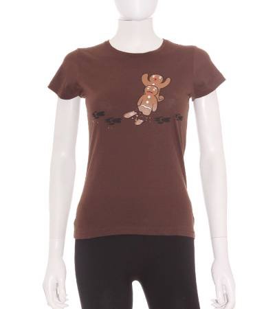 camiseta mujer divertida original friking en marron con estampado de galletas de jengibre de segunda mano 5cdeaa60ba2a1 1